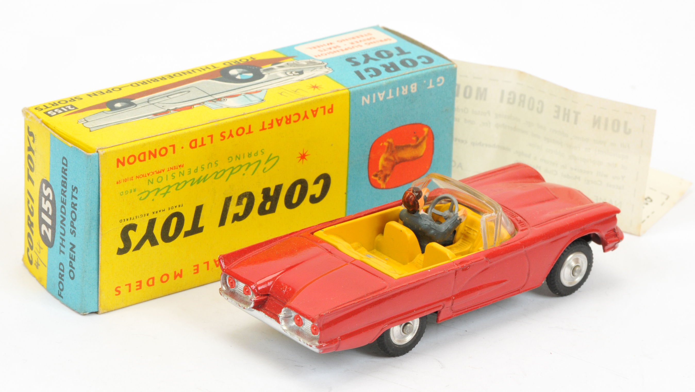 Corgi Toys 215S Ford Thunderbird Open Sports  - red body, with yellow and silver interior,with fi... - Image 2 of 2