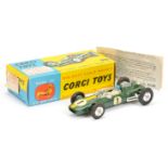 Corgi Toys 155 Lotus Climax Formula 1 Racing car - Green body, figure driver,