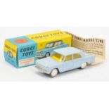 Corgi Toys 217 Fiat 1800 - Light sky blue including roof, yellow interior, silver trim flat spun ...