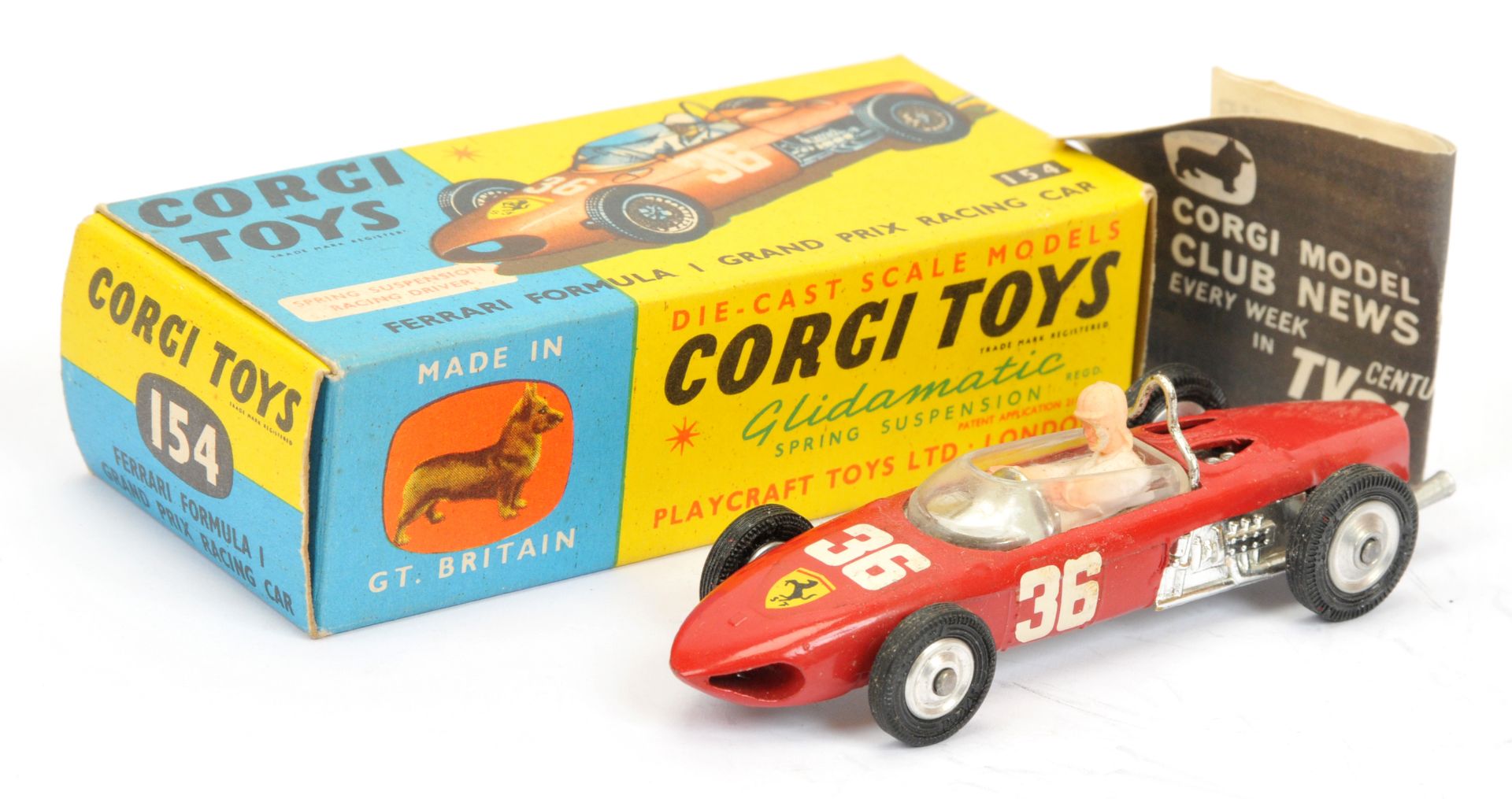 Corgi Toys 154 Ferrari Formula 1 "Grand Prix" racing car - Red Body,with silver base, chrome trim