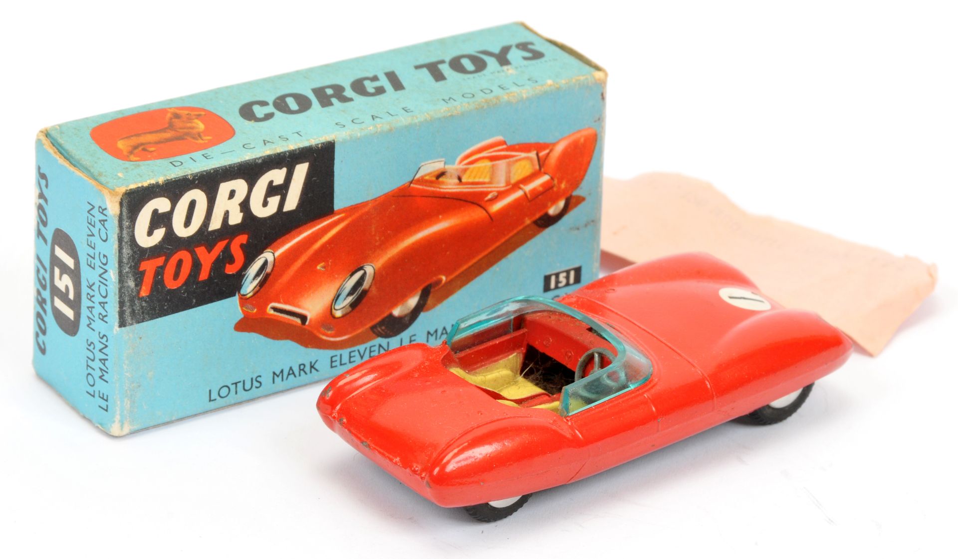 Corgi Toys 151 Lotus Mark 11 Le Mans Racing car - Red, cream seats, silver trim - Image 2 of 2