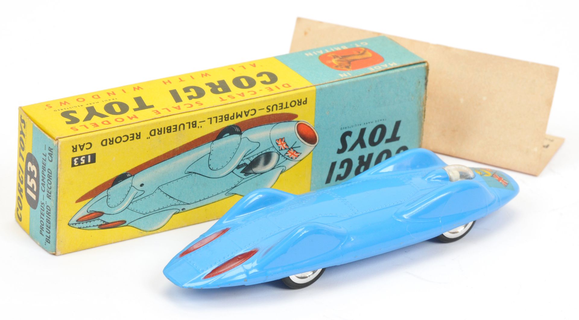 Corgi Toys 153 Proteus-Campbell Record car - blue body with red rear flashes, chrome spun hubs - Image 2 of 2