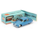 Corgi Toys 208M Jaguar 2.4 Litre - Metallic blue body, mechanical motor, silver trim 