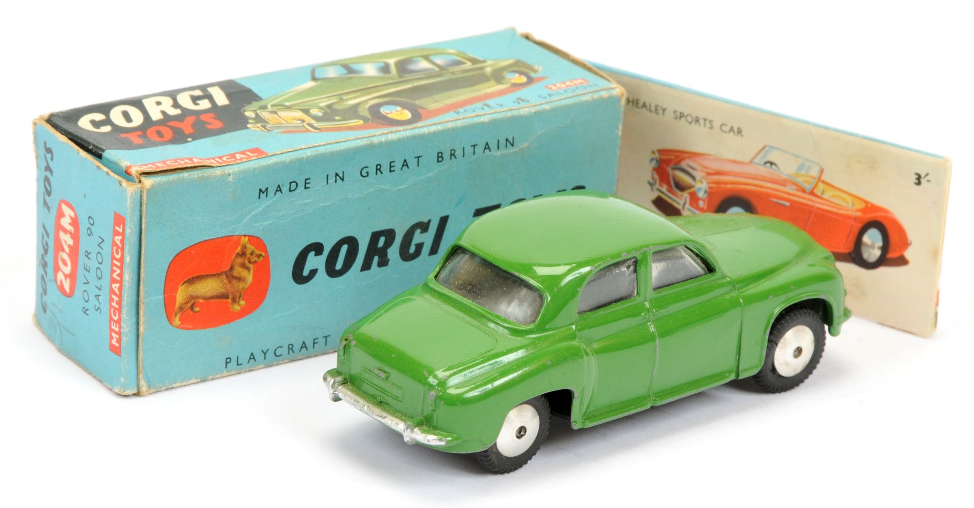 Corgi Toys 204M Rover 90 Saloon - green body,silver trim, mechanical motor and flat spun hubs - Image 2 of 2