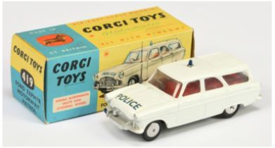 Corgi Toys 419 "police" Ford Zephyr Motorway Patrol car - White body, red interior, silver trim, ...