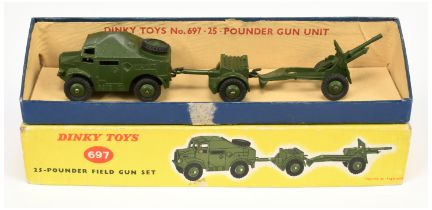 Dinky Toys military 697 Field gun Set To Include - Quad tractor with figure driver - Ammunition t...