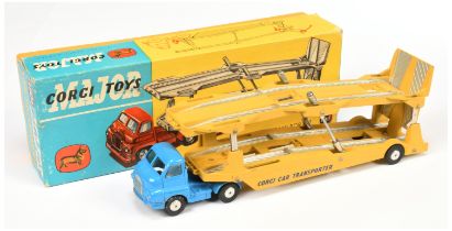 Corgi Toys Major 1101 Bedford Type S Carrimore Car Transporter - RARE ISSUE - Mid-blue cab and  y...