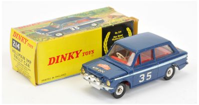 Dinky Toys 214 Hillman Imp Rally Car "Raylle Monte-Carlo" - Blue body, white side flashes, red in...