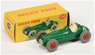 Dinky Toys 233 Cooper-Bristol racing Car - Green body, white racing No.6 and figure driver, silve...