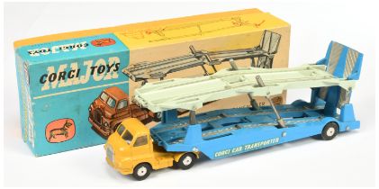 Corgi Toys Major 1101 Bedford Type S Carrimore Car Transporter -Yellow cab with blue and pale gre...