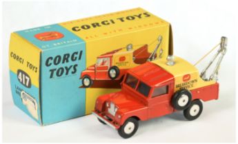 Corgi Toys  417 Land Rover "Breakdown Service" - Red body, yellow tinplate tilt, silver trim and ...