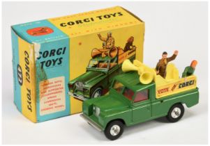 Corgi Toys 472 Land Rover "Vote For Corgi" - green body, red interior, yellow plastic back with f...