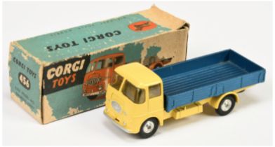 Corgi Toys 456 ERF Dropside Lorry - Yellow Cab and chassis, metallic blue back,, silver trim, met...