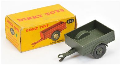 Dinky Toys Military 341 Land Rover Trailer - Dark Green including rigid hubs with treaded tyres, ...