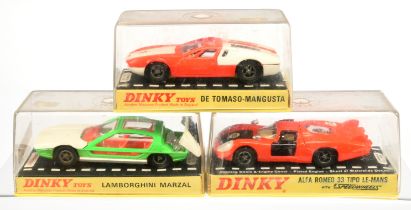 Dinky Toys Group To Include (1) 187 DE Tomaso Mangusta - Fluorescent and white body, cast hubs, (...