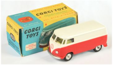 Corgi Toys 433 Volkswagen Delivery Van  - Two-Tone White and Red Body with lemon interior silver ...