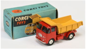 Corgi Toys 458 ERF Earth Dumper - Red Cab and chassis, yellow tipper, and lifting block, silver t...