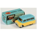 Corgi Toys  404 Bedford Dormobile Personnel Carrier - Two-Tone light blue over yellow, ribbed roo...