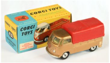 Corgi Toys 431 Volkswagen Pick-Up Truck - RARE GOLD Body with lemon interior and red plastic cano...