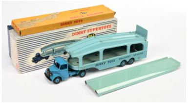 Dinky Toys 982 Bedford Pullmore Car Transporter - Mid-blue cab and rigid hubs with light blue tra...