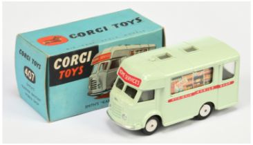 Corgi Toys  407 Smiths karrier Bantam Mobile shop "Home Services" - Pale green, silver trim and f...