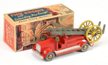 Morestone Fire engine with extending ladder - Red with silver platforms, gold hubs and complete w...