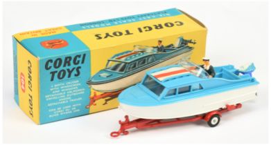 Corgi Toys 104 Dolphin 20 Cruiser Boat - plastic issue finished in light blue with white hull, en...