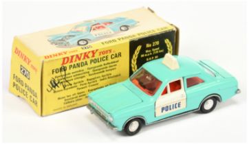 Dinky Toys 270 Ford escort MK 1 "Police" Panda Car - Turquoise body with white doors and roof box...