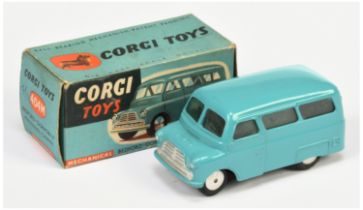 Corgi Toys  404M Bedford Dormobile Personnel Carrier - Drab Light blue, silver trim, flat spun hu...