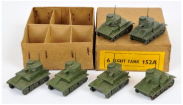 Dinky Toys Military trade Pack 152A Light Tank containing 6 X examples - Green including rollers ...