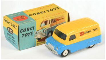 Corgi Toys  422 Bedford van "Corgi Toys" - Two-Tone Yellow over Mid-Blue  body, ribbed roof, silv...