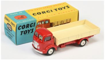 Corgi Toys 452 Commer Dropside 5-Ton Lorry - Red cab and chassis, cream back, silver trim, metal ...