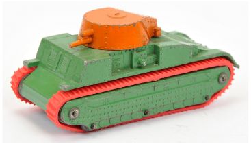 Dinky Toys Military Pre-war 22F Modelled Miniature Hornby Series Issue Tank - Green body with ora...