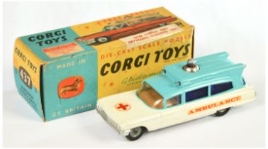 Corgi Toys 437 Superior "Ambulance" -  Two-Tone Light blue & red battery (red box) operated clear...