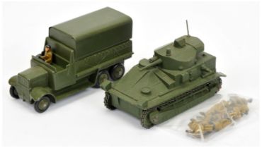 Dinky Toys Military 151A Medium tank - Green including rollers with metal tracks & 151B 6-Wheeled...