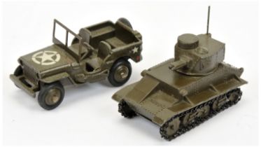 Dinky Toys Military To Include - 152A Light tank - RARER olive body including hubs with metal tra...