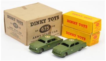 Dinky Toys Military Trade Pack 675 Ford Sedan "Staff" Car - containing 2 X examples - all finishe...