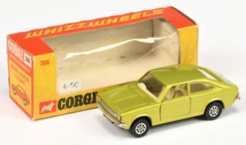 Corgi Toys 306 Morris Marina 1.8 Coupe - Metallic Lime green, ivory interior, chrome trim and Whi...