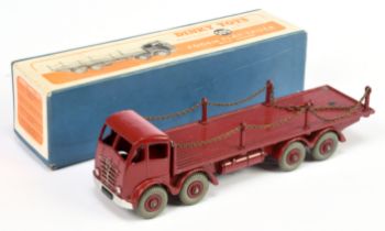 Dinky Toys 505 Foden (Type 2) Flat truck with chains - Maroon including back and supertoy hubs wi...