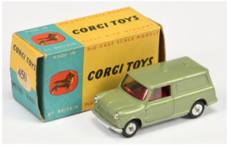 Corgi Toys 440 Austin Mini Van - Green body, red interior, silver trim, and spun hubs 