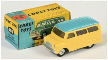 Corgi Toys  404 Bedford Dormobile Personnel Carrier - Yellow body with light blue ribbed roof, si...