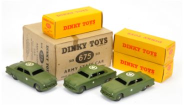 Dinky Toys Military Trade Pack 675 Ford Sedan "Staff" Car - containing 3 X examples - all finishe...