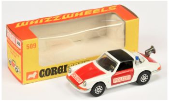 Corgi Toys 509 Porsche 911S Targa "Police" Car - White body, red doors bonnet and boot, black int...