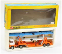 Corgi Toys Major 1146 Scammell Tr-Decker Car Transporter - Orange, white, blue, red interior, gre...