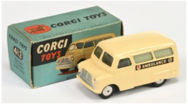 Corgi Toys  412 Bedford "Ambulance"  - Cream body and smooth, silver trim and flat spun hubs 