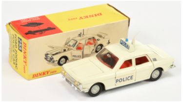 Dinky Toys 255 Ford Zodiac "Police" Car - Off white body, red interior, chrome trim, roof box, ae...