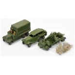Dinky Toys Military Group To Include 151B 6-Wheeled wagon - Green body including metal tilt and s...
