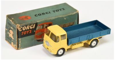 Corgi Toys 456 ERF Dropside Lorry - Yellow Cab and chassis, metallic blue back,, silver trim, met...