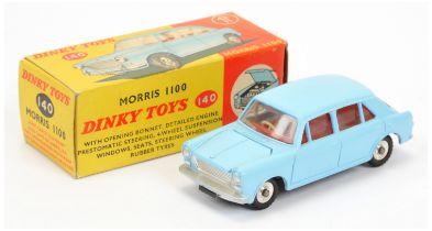 Dinky Toys 140 Morris 1100 Saloon - Light blue body, red interior, silver trim, spun hubs 