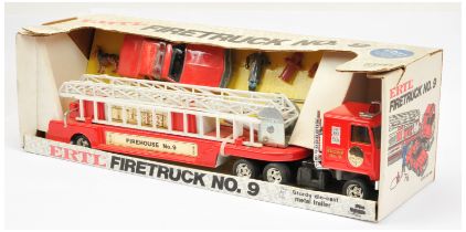 ERTL 3666 "Fire Truck No.9"  Set to Include - large scale Tinplate and plastic aerial rescue truc...